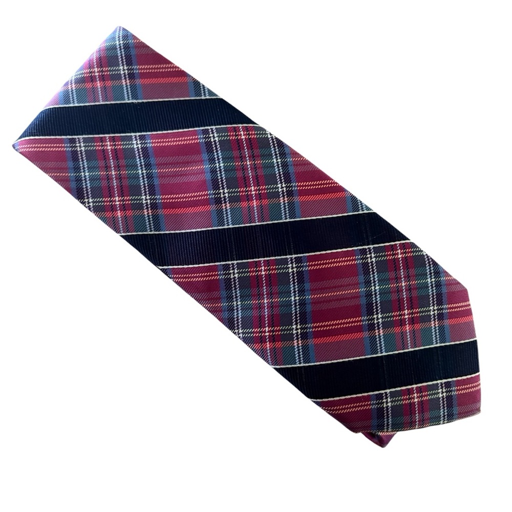Tommy Hilfiger Purple, Pink and Blue Plaid Silk Tie